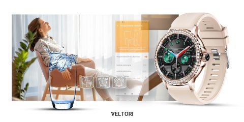 Smartwatch Damski Veltori VT320-1 Złota Bransoleta + Różowy Pasek Silikonowy VELTORI Smartwatch Damski Veltori VT320-1 Złota Bransoleta + Różowy Pasek Silikonowy VELTORI