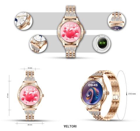 Smartwatch Damski Veltori VT350-1 Bransoleta Różowe Złoto VELTORI Smartwatch Damski Veltori VT350-1 Bransoleta Różowe Złoto VELTORI