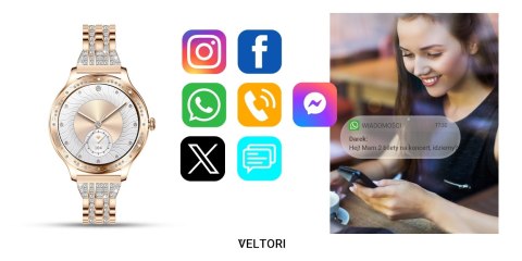 Smartwatch Damski Veltori VT350-1 Bransoleta Różowe Złoto VELTORI Smartwatch Damski Veltori VT350-1 Bransoleta Różowe Złoto VELTORI