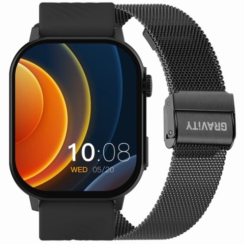 Smartwatch Gravity GT15-1 Czarny Pasek Silikonowy + Czarna Bransoleta Gravity Smartwatch Gravity GT15-1 Czarny Pasek Silikonowy + Czarna Bransoleta Gravity