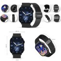 Smartwatch Gravity GT15-1 Czarny Pasek Silikonowy + Czarna Bransoleta Gravity
