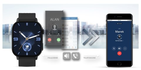 Smartwatch Gravity GT15-1 Czarny Pasek Silikonowy + Czarna Bransoleta Gravity Smartwatch Gravity GT15-1 Czarny Pasek Silikonowy + Czarna Bransoleta Gravity