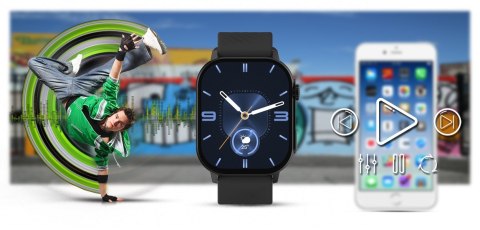 Smartwatch Gravity GT15-1 Czarny Pasek Silikonowy + Czarna Bransoleta Gravity Smartwatch Gravity GT15-1 Czarny Pasek Silikonowy + Czarna Bransoleta Gravity
