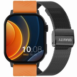 Smartwatch Gravity GT15-2 Pomarańczowy Pasek Silikonowy + Czarna Bransoleta Gravity