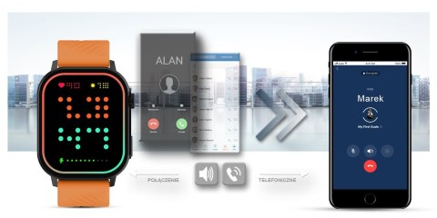 Smartwatch Gravity GT15-2 Pomarańczowy Pasek Silikonowy + Czarna Bransoleta Gravity Smartwatch Gravity GT15-2 Pomarańczowy Pasek Silikonowy + Czarna Bransoleta Gravity