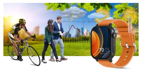 Smartwatch Gravity GT15-2 Pomarańczowy Pasek Silikonowy + Czarna Bransoleta Gravity Smartwatch Gravity GT15-2 Pomarańczowy Pasek Silikonowy + Czarna Bransoleta Gravity