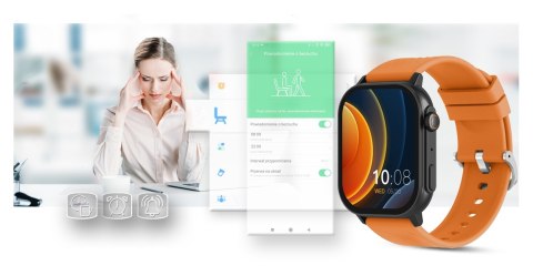 Smartwatch Gravity GT15-2 Pomarańczowy Pasek Silikonowy + Czarna Bransoleta Gravity Smartwatch Gravity GT15-2 Pomarańczowy Pasek Silikonowy + Czarna Bransoleta Gravity