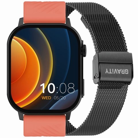 Smartwatch Gravity GT15-3 Czerwony Pasek Silikonowy + Czarna Bransoleta Gravity Smartwatch Gravity GT15-3 Czerwony Pasek Silikonowy + Czarna Bransoleta Gravity