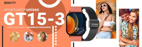 Smartwatch Gravity GT15-3 Czerwony Pasek Silikonowy + Czarna Bransoleta Gravity Smartwatch Gravity GT15-3 Czerwony Pasek Silikonowy + Czarna Bransoleta Gravity