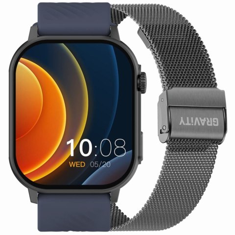 Smartwatch Gravity GT15-4 Niebieski Pasek Silikonowy + Tytanowa Bransoleta Gravity Smartwatch Gravity GT15-4 Niebieski Pasek Silikonowy + Tytanowa Bransoleta Gravity