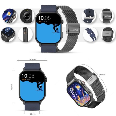 Smartwatch Gravity GT15-4 Niebieski Pasek Silikonowy + Tytanowa Bransoleta Gravity Smartwatch Gravity GT15-4 Niebieski Pasek Silikonowy + Tytanowa Bransoleta Gravity