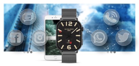 Smartwatch Gravity GT15-4 Niebieski Pasek Silikonowy + Tytanowa Bransoleta Gravity Smartwatch Gravity GT15-4 Niebieski Pasek Silikonowy + Tytanowa Bransoleta Gravity