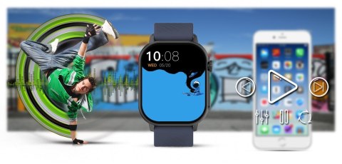 Smartwatch Gravity GT15-4 Niebieski Pasek Silikonowy + Tytanowa Bransoleta Gravity Smartwatch Gravity GT15-4 Niebieski Pasek Silikonowy + Tytanowa Bransoleta Gravity