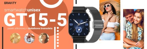 Smartwatch Gravity GT15-5 Czarny Pasek Silikonowy + Tytanowa Bransoleta Gravity Smartwatch Gravity GT15-5 Czarny Pasek Silikonowy + Tytanowa Bransoleta Gravity
