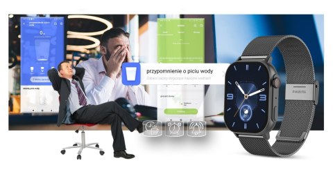 Smartwatch Gravity GT15-5 Czarny Pasek Silikonowy + Tytanowa Bransoleta Gravity Smartwatch Gravity GT15-5 Czarny Pasek Silikonowy + Tytanowa Bransoleta Gravity