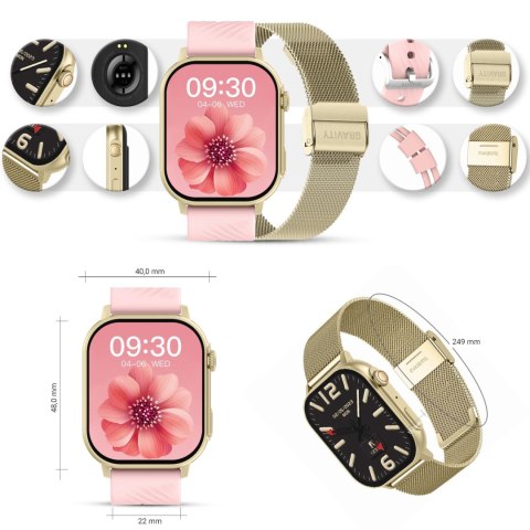 Smartwatch Gravity GT15-7 Różowy Pasek Silikonowy + Złota Bransoleta Gravity Smartwatch Gravity GT15-7 Różowy Pasek Silikonowy + Złota Bransoleta Gravity
