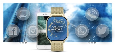 Smartwatch Gravity GT15-7 Różowy Pasek Silikonowy + Złota Bransoleta Gravity Smartwatch Gravity GT15-7 Różowy Pasek Silikonowy + Złota Bransoleta Gravity
