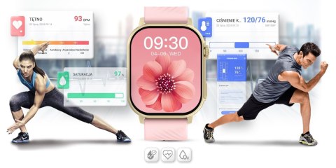 Smartwatch Gravity GT15-7 Różowy Pasek Silikonowy + Złota Bransoleta Gravity Smartwatch Gravity GT15-7 Różowy Pasek Silikonowy + Złota Bransoleta Gravity