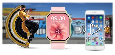 Smartwatch Gravity GT15-7 Różowy Pasek Silikonowy + Złota Bransoleta Gravity Smartwatch Gravity GT15-7 Różowy Pasek Silikonowy + Złota Bransoleta Gravity
