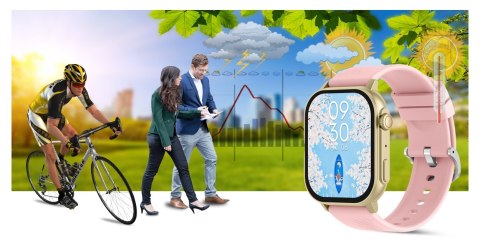 Smartwatch Gravity GT15-7 Różowy Pasek Silikonowy + Złota Bransoleta Gravity Smartwatch Gravity GT15-7 Różowy Pasek Silikonowy + Złota Bransoleta Gravity