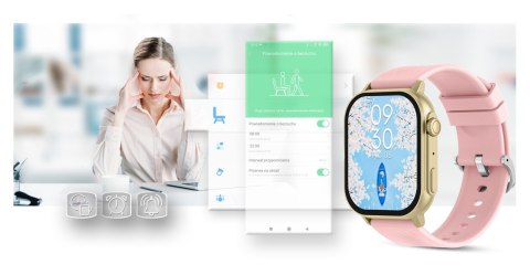 Smartwatch Gravity GT15-7 Różowy Pasek Silikonowy + Złota Bransoleta Gravity Smartwatch Gravity GT15-7 Różowy Pasek Silikonowy + Złota Bransoleta Gravity