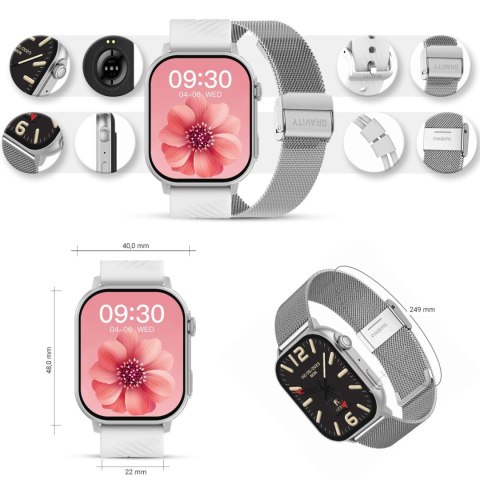Smartwatch Gravity GT15-8 Szary Pasek Silikonowy + Srebrna Bransoleta Gravity Smartwatch Gravity GT15-8 Szary Pasek Silikonowy + Srebrna Bransoleta Gravity