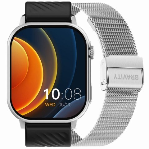 Smartwatch Gravity GT15-9 Czarny Pasek Silikonowy + Srebrna Bransoleta Gravity Smartwatch Gravity GT15-9 Czarny Pasek Silikonowy + Srebrna Bransoleta Gravity