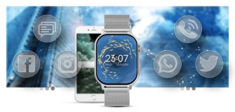 Smartwatch Gravity GT15-9 Czarny Pasek Silikonowy + Srebrna Bransoleta Gravity Smartwatch Gravity GT15-9 Czarny Pasek Silikonowy + Srebrna Bransoleta Gravity