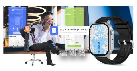 Smartwatch Gravity GT15-9 Czarny Pasek Silikonowy + Srebrna Bransoleta Gravity Smartwatch Gravity GT15-9 Czarny Pasek Silikonowy + Srebrna Bransoleta Gravity