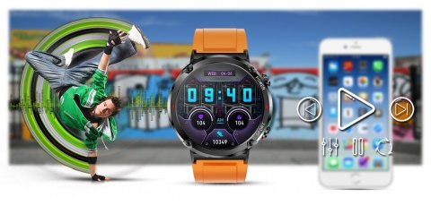 Smartwatch Gravity GT21-2 + Pomarańczowy Pasek Silikonowy Gravity Smartwatch Gravity GT21-2 + Pomarańczowy Pasek Silikonowy Gravity