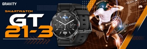 Smartwatch Gravity GT21-3 + Czarny Pasek Silikonowy Gravity Smartwatch Gravity GT21-3 + Czarny Pasek Silikonowy Gravity
