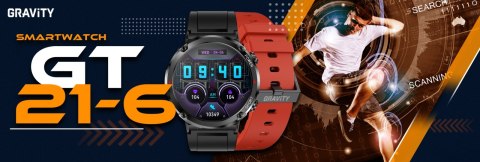 Smartwatch Gravity GT21-6 + Czerwony Pasek Silikonowy Gravity Smartwatch Gravity GT21-6 + Czerwony Pasek Silikonowy Gravity