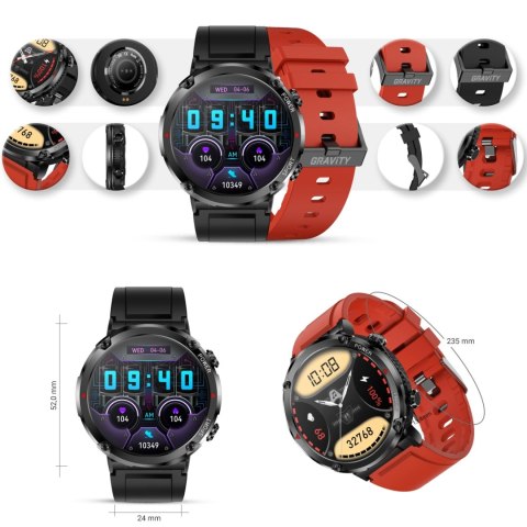 Smartwatch Gravity GT21-6 + Czerwony Pasek Silikonowy Gravity Smartwatch Gravity GT21-6 + Czerwony Pasek Silikonowy Gravity