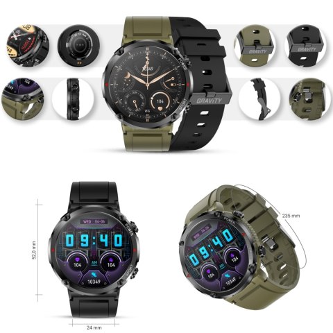 Smartwatch Gravity GT21-7 + Czarny Pasek Silikonowy Gravity Smartwatch Gravity GT21-7 + Czarny Pasek Silikonowy Gravity