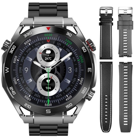 Smartwatch Veltori VT100-1 + Czarny Pasek Silikonowy + Czarny Eko Skóra VELTORI Smartwatch Veltori VT100-1 + Czarny Pasek Silikonowy + Czarny Eko Skóra VELTORI