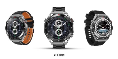 Smartwatch Veltori VT100-1 + Czarny Pasek Silikonowy + Czarny Eko Skóra VELTORI Smartwatch Veltori VT100-1 + Czarny Pasek Silikonowy + Czarny Eko Skóra VELTORI