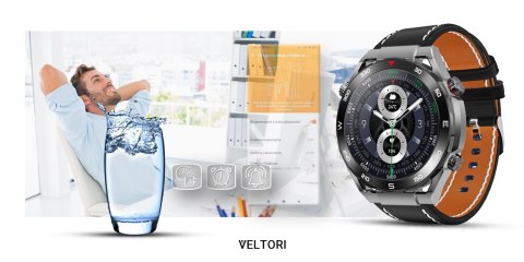 Smartwatch Veltori VT100-1 + Czarny Pasek Silikonowy + Czarny Eko Skóra VELTORI Smartwatch Veltori VT100-1 + Czarny Pasek Silikonowy + Czarny Eko Skóra VELTORI