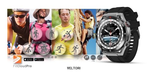 Smartwatch Veltori VT100-1 + Czarny Pasek Silikonowy + Czarny Eko Skóra VELTORI Smartwatch Veltori VT100-1 + Czarny Pasek Silikonowy + Czarny Eko Skóra VELTORI