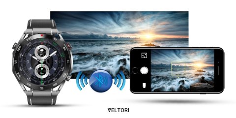 Smartwatch Veltori VT100-1 + Czarny Pasek Silikonowy + Czarny Eko Skóra VELTORI Smartwatch Veltori VT100-1 + Czarny Pasek Silikonowy + Czarny Eko Skóra VELTORI