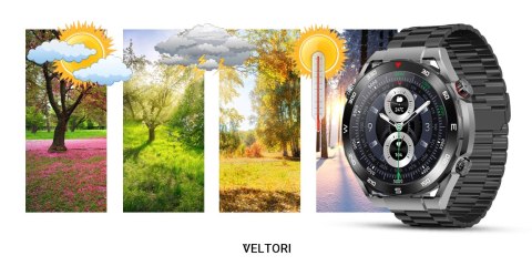 Smartwatch Veltori VT100-1 + Czarny Pasek Silikonowy + Czarny Eko Skóra VELTORI Smartwatch Veltori VT100-1 + Czarny Pasek Silikonowy + Czarny Eko Skóra VELTORI