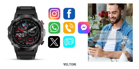 Smartwatch Veltori VT110-1 Czarny Pasek Silikonowy VELTORI Smartwatch Veltori VT110-1 Czarny Pasek Silikonowy VELTORI