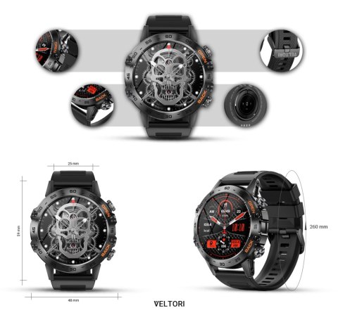 Smartwatch Veltori VT120-1 Czarny Pasek Silikonowy VELTORI Smartwatch Veltori VT120-1 Czarny Pasek Silikonowy VELTORI