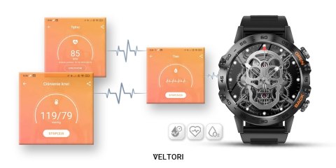 Smartwatch Veltori VT120-1 Czarny Pasek Silikonowy VELTORI Smartwatch Veltori VT120-1 Czarny Pasek Silikonowy VELTORI
