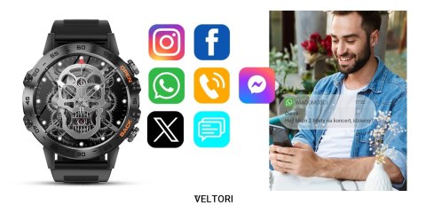 Smartwatch Veltori VT120-1 Czarny Pasek Silikonowy VELTORI Smartwatch Veltori VT120-1 Czarny Pasek Silikonowy VELTORI
