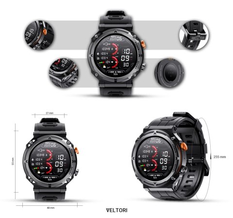 Smartwatch Veltori VT130-1 Czarny Pasek Silikonowy VELTORI Smartwatch Veltori VT130-1 Czarny Pasek Silikonowy VELTORI