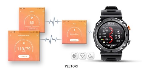 Smartwatch Veltori VT130-1 Czarny Pasek Silikonowy VELTORI Smartwatch Veltori VT130-1 Czarny Pasek Silikonowy VELTORI