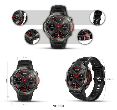 Smartwatch Veltori VT140-1 Czarny Pasek Silikonowy VELTORI Smartwatch Veltori VT140-1 Czarny Pasek Silikonowy VELTORI