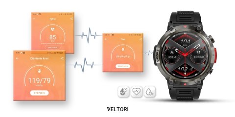Smartwatch Veltori VT140-1 Czarny Pasek Silikonowy VELTORI Smartwatch Veltori VT140-1 Czarny Pasek Silikonowy VELTORI