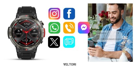 Smartwatch Veltori VT140-1 Czarny Pasek Silikonowy VELTORI Smartwatch Veltori VT140-1 Czarny Pasek Silikonowy VELTORI