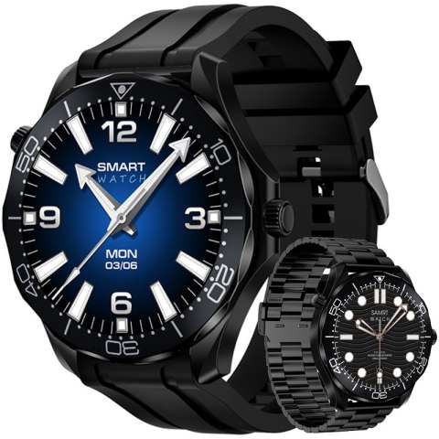 Smartwatch Veltori VT150-1 Czarny Pasek Silikonowy + Czarna Bransoleta VELTORI Smartwatch Veltori VT150-1 Czarny Pasek Silikonowy + Czarna Bransoleta VELTORI